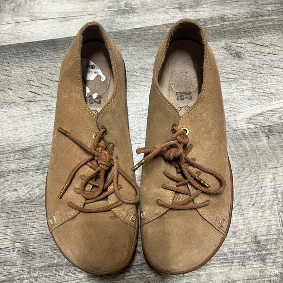 Birkenstock Shoes - Birkenstock Brown Suede Lace-Up Flats